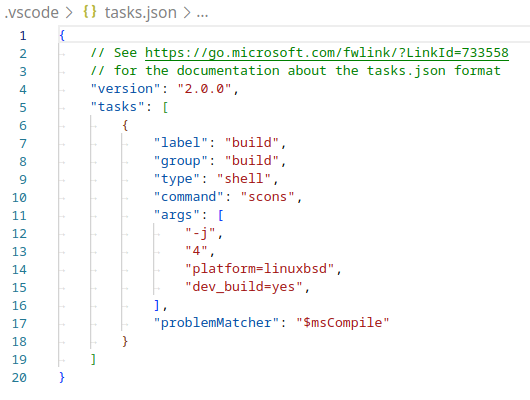 An example of a filled out tasks.json.